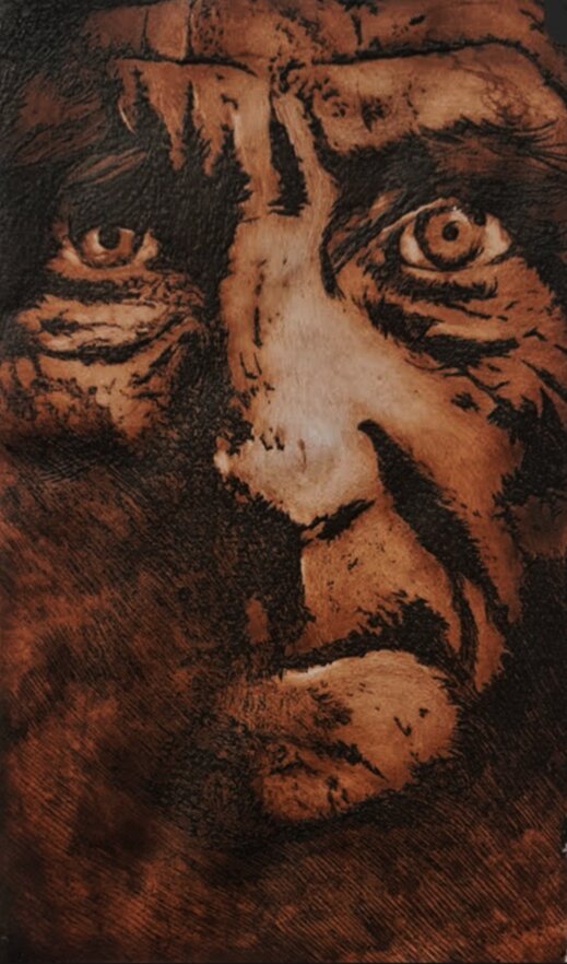 Anciano IV, Grabado en aluminio, aguafuerte